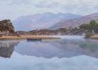 Ireland-Lough Leane Boat and reflections on lake Art Print